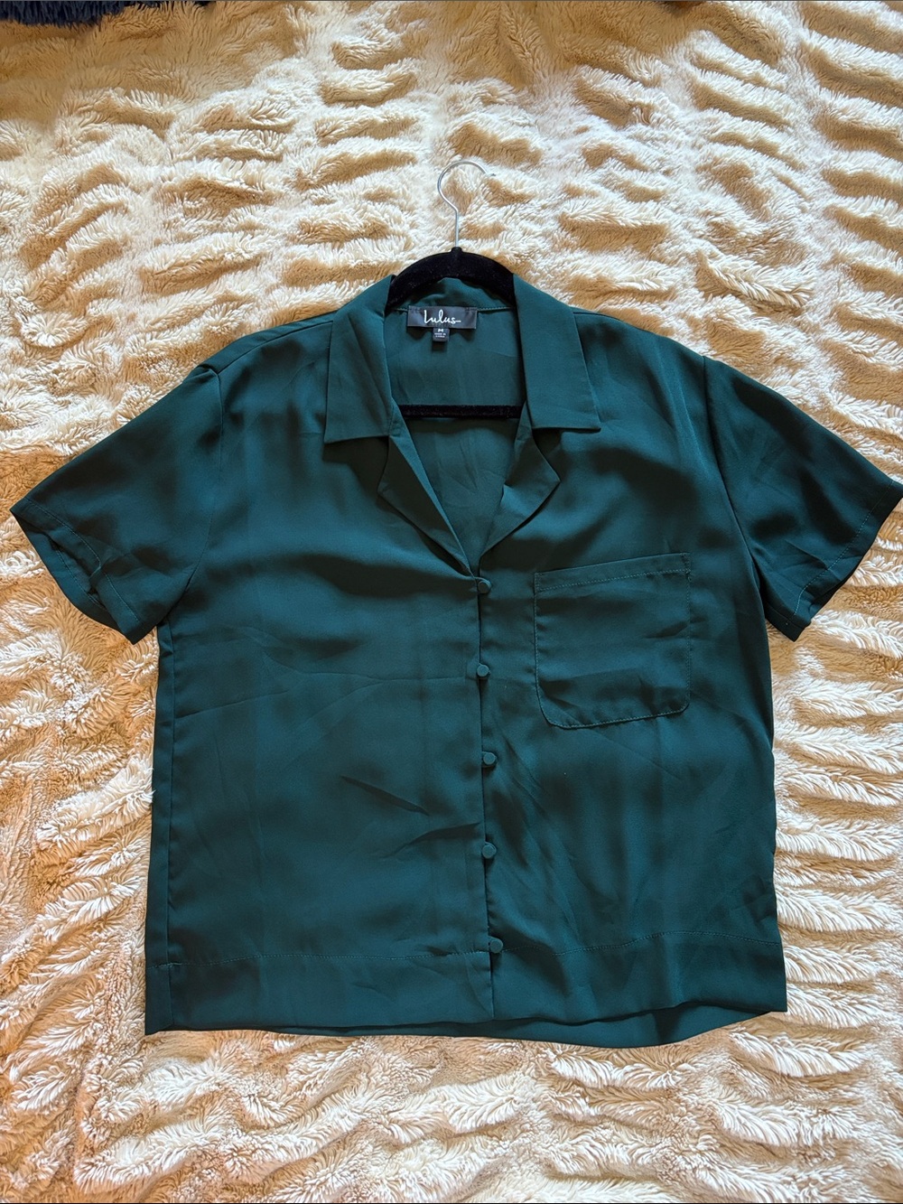 Lulu's Forest Green Short-Sleeve Button-Down Camp Shirt